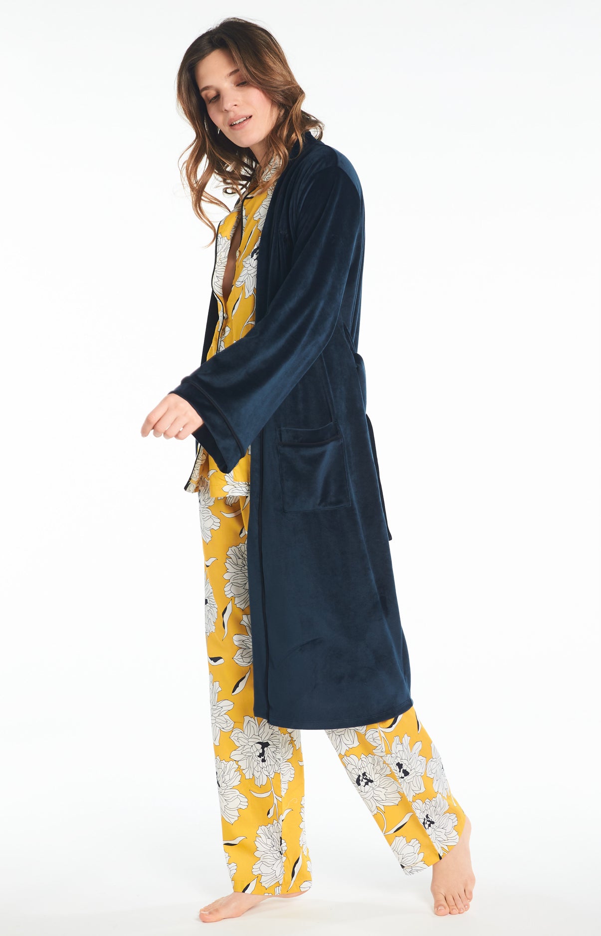 arthur-bob-peignoir-uni-peignoir-femme-nuit-bleu-classique image 4