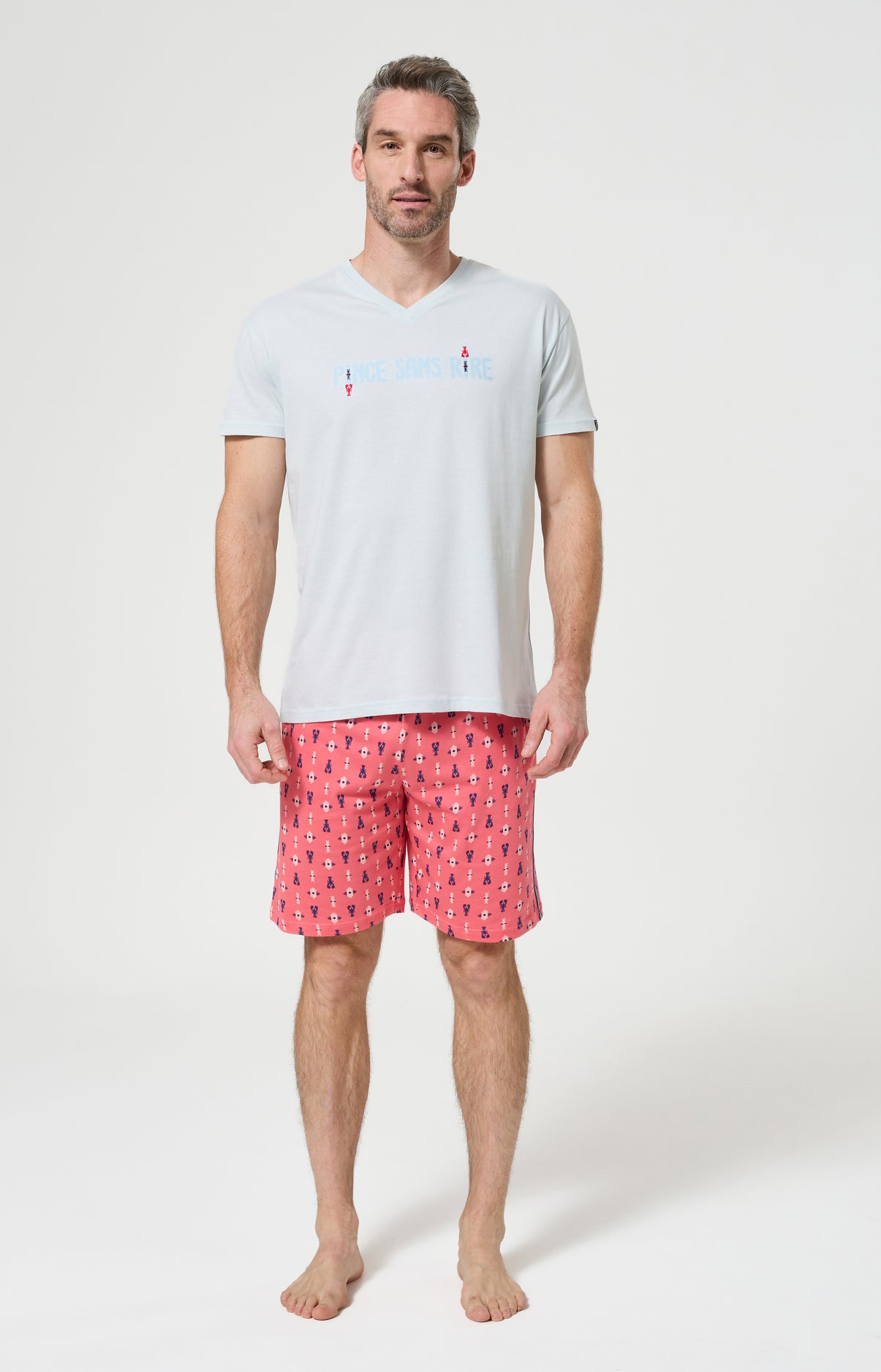 arthur-bob-pyjashort-coton-bio-corail-pince-sans-rire image 1