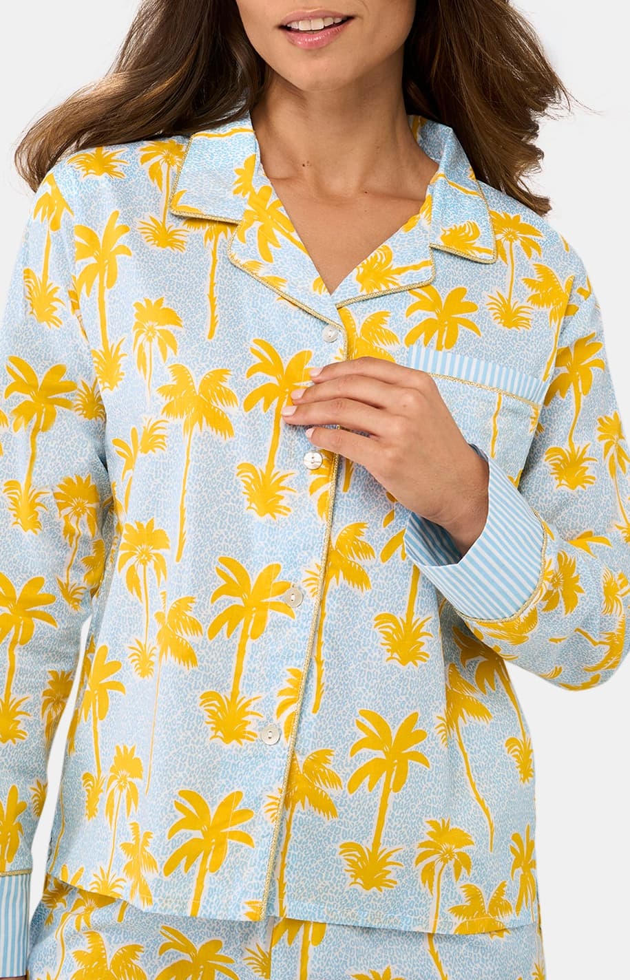 arthur-bob-palmier-pyjama-femme-jaune-popeline-coton-bio image 2