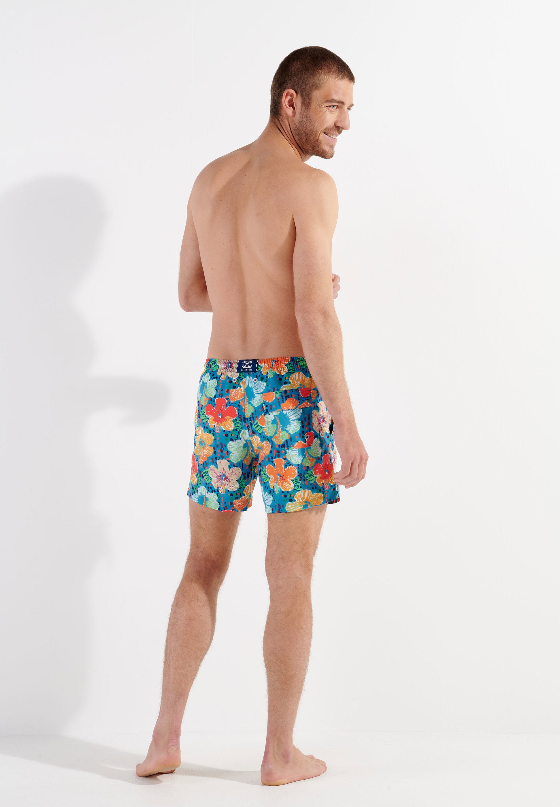 hom-h-fresh-dino-beach-boxer-short-de-bain-turquoise-fleurs image 5