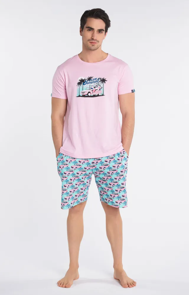 arthur-bob-mehari-pyjashort-coton-bio-homme-rose image 1