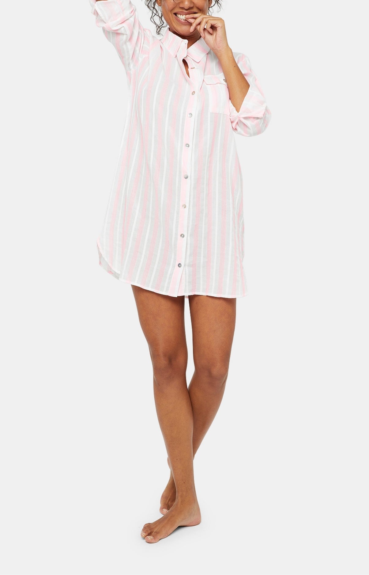 arthur-bob-robe-rayure-lison-coton-blanc-t1 image 1