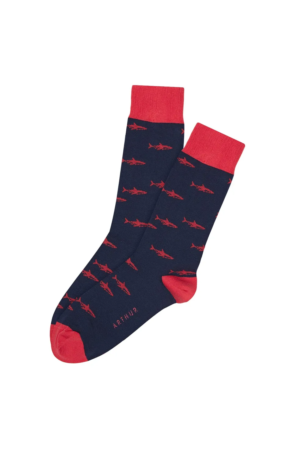 arthur-bob-requin-chaussettes-homme-marine-40-46-coton image 1