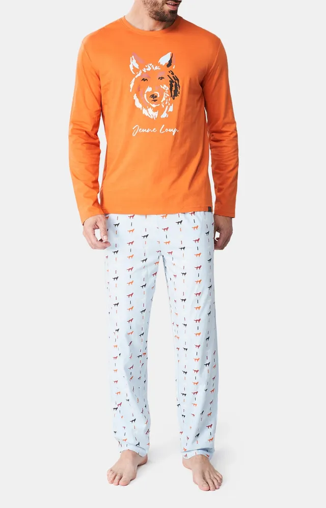 arthur-bob-jeune-loup-pyjama-homme-ciel-coton-bio image 1