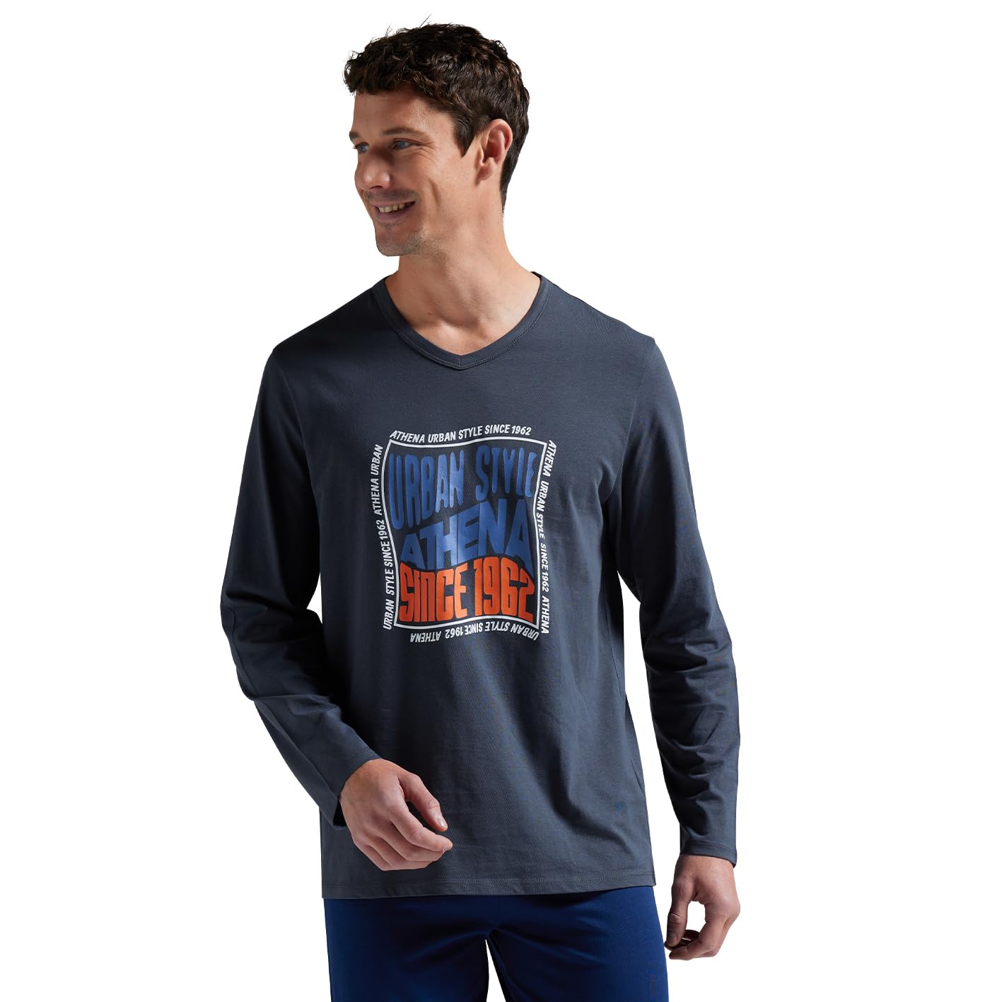 athena-graphic-ensemble-pyjama-homme-coton-lot-de-2-marine image 5