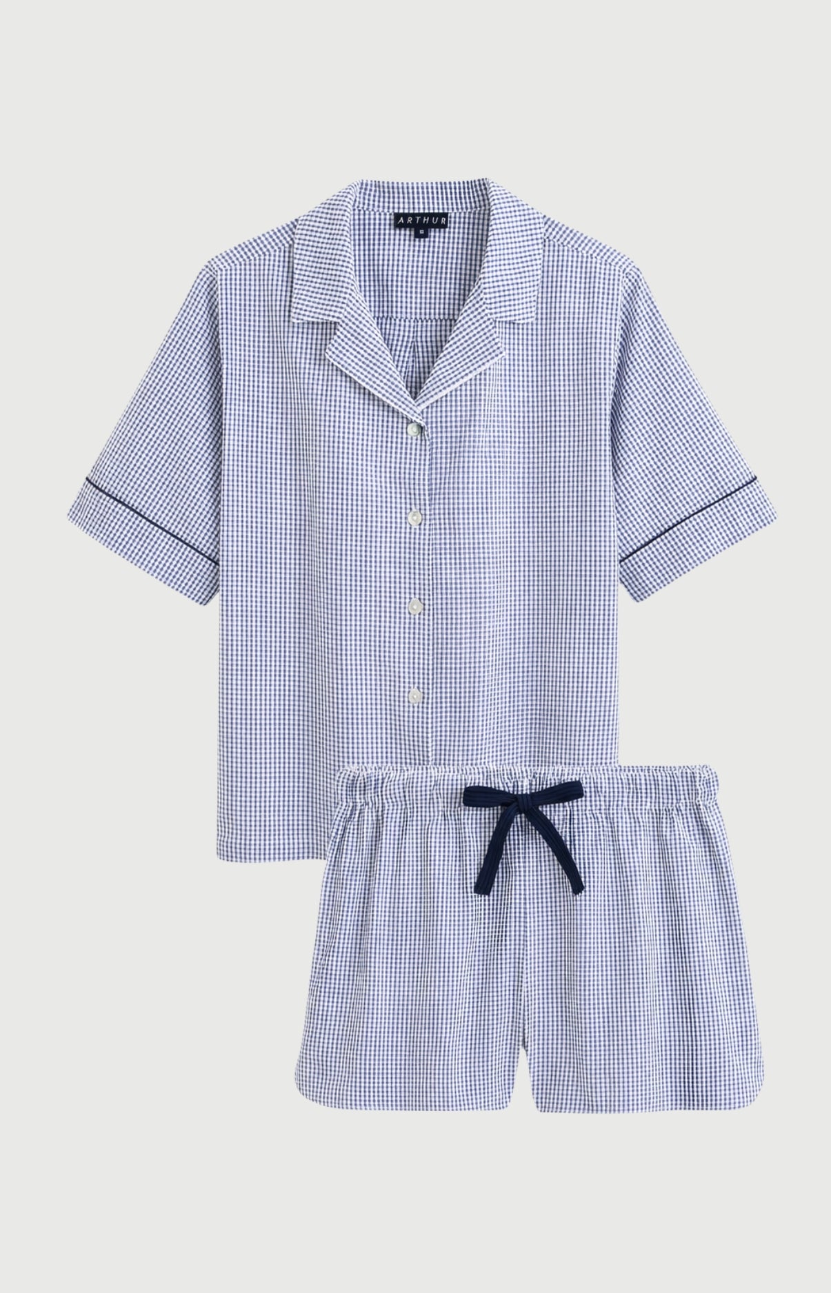 arthur-vera-pyjashort-femme-marine-vichy-popeline image 3