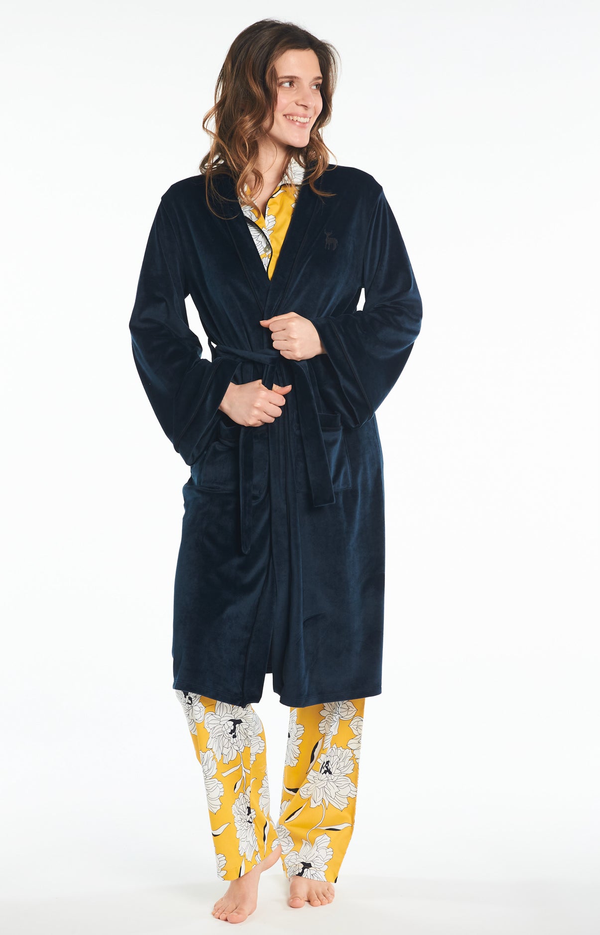 arthur-bob-peignoir-uni-peignoir-femme-nuit-bleu-classique image 2