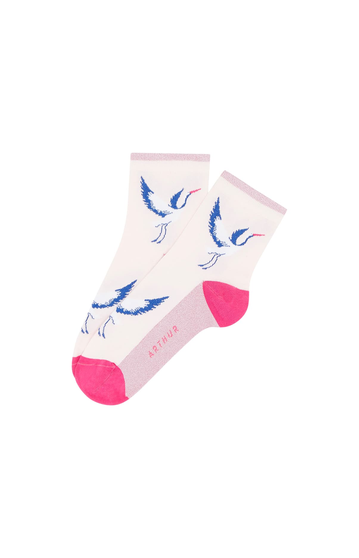 arthur-bob-birdie-rose-chaussettes-femme-coton-rose image 1