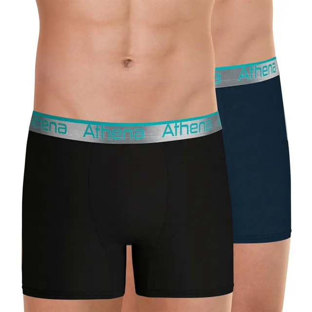 athena-720-stretch-boxer-homme-lot-de-2-noir-bleu-gris image 1