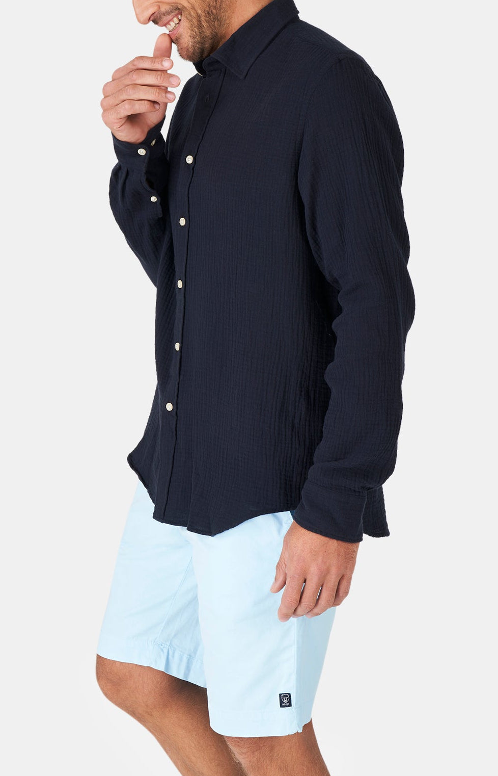 arthur-bob-chemise-gaze-coton-marine-manches-longues image 4