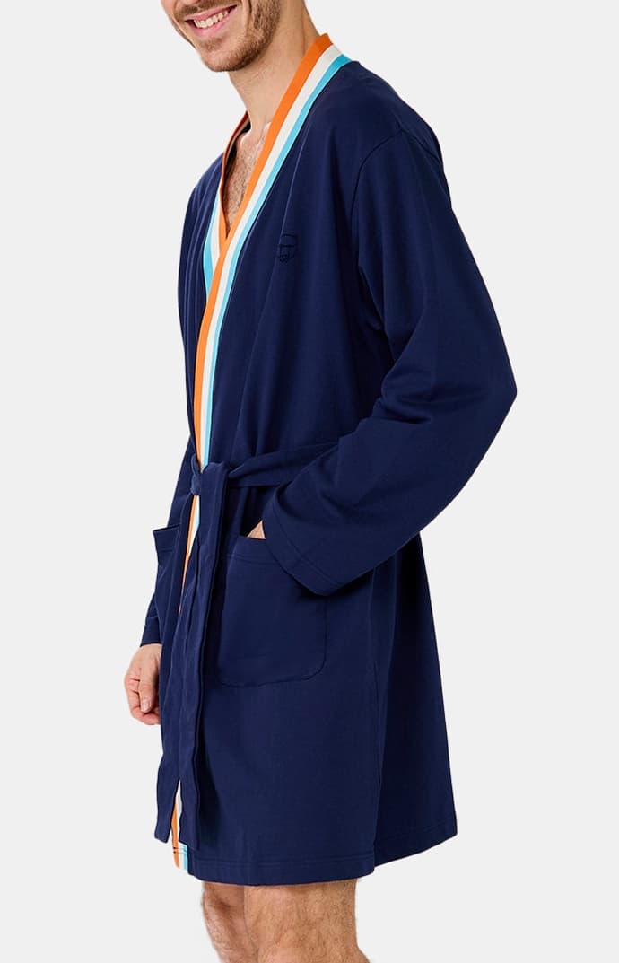 arthur-marine-robe-de-chambre-homme-coton-bio image 2