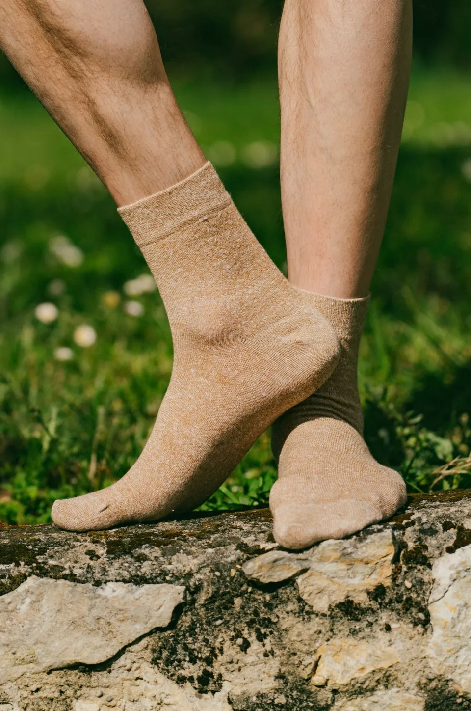 p-trone-lin-coton-chaussettes-lisses-beige-chin image 1