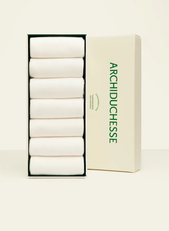 archiduchesse-de-ville-blanc-mouton-chaussettes-semainier-coton image 1