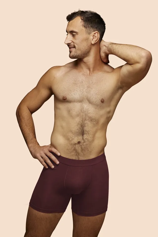 p-trone-boxer-sport-mi-long-homme-bordeaux-tencel image 1
