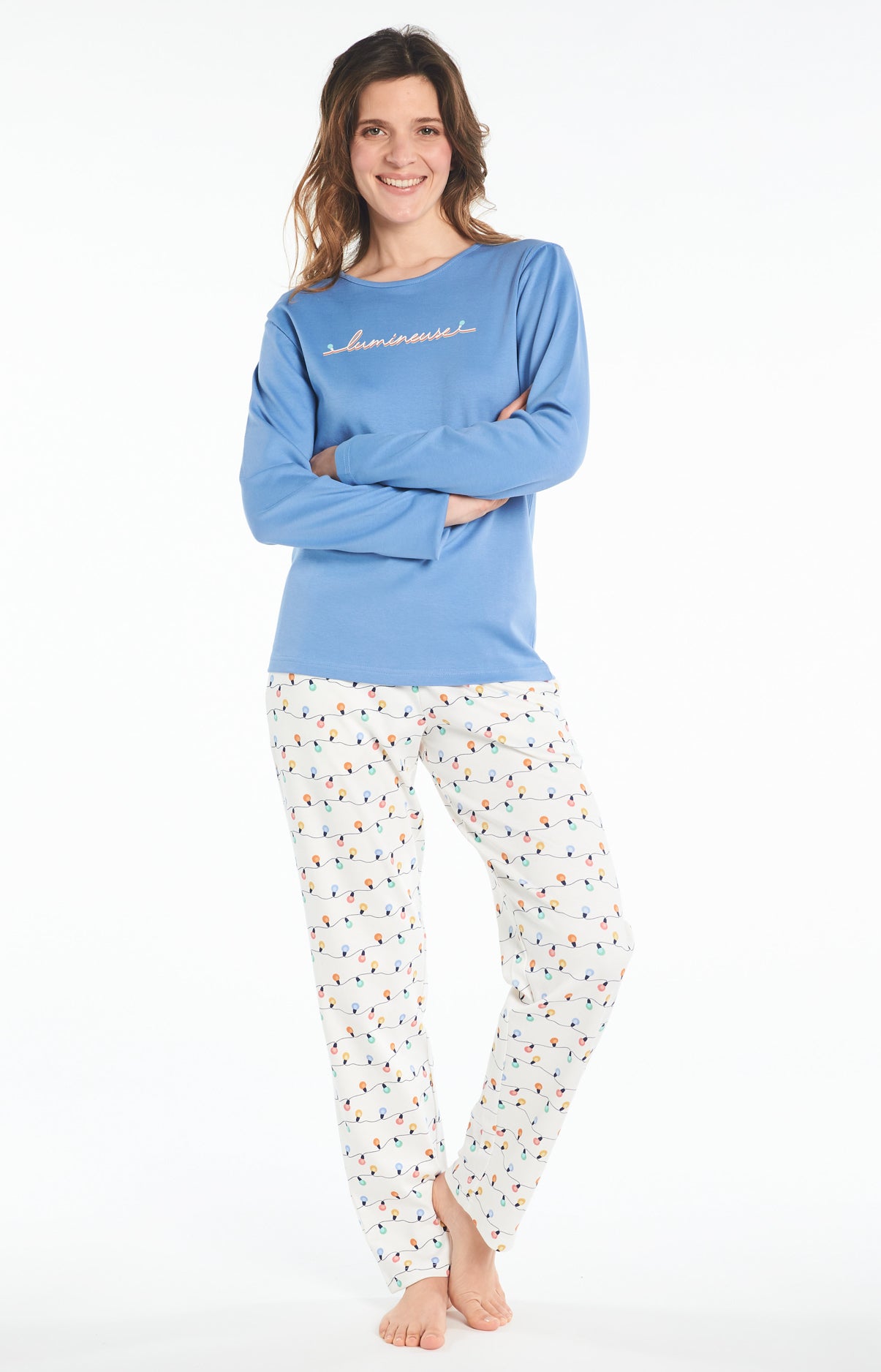 arthur-bob-ampoule-pyjama-long-femme-ivoire-coton image 2