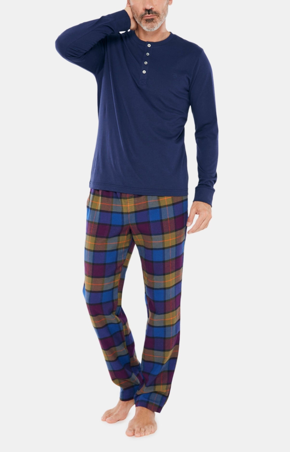 arthur-bob-tom-pantalon-pyjama-homme-kaki-pilou-tartan image 4