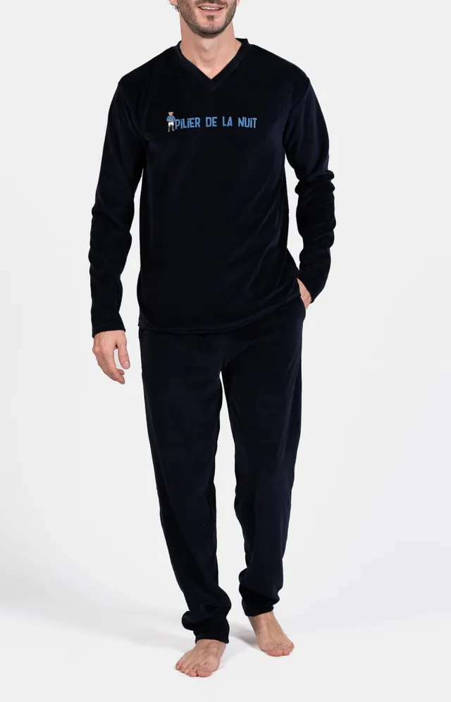 arthur-bob-pilier-de-la-nuit-pyjama-velours-noir-coton image 1
