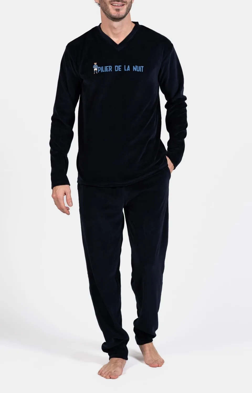 arthur-bob-pilier-de-la-nuit-pyjama-velours-noir-coton image 1