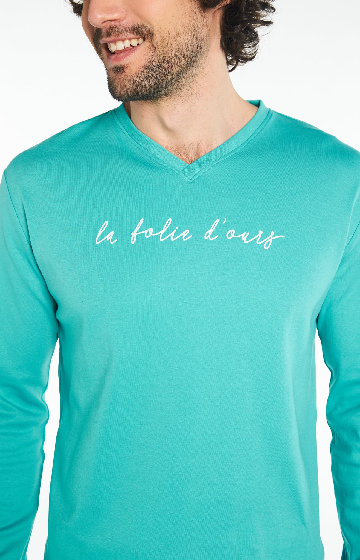 arthur-bob-folie-d-ours-pyjama-homme-bleu-coton-bio-chaud image 2