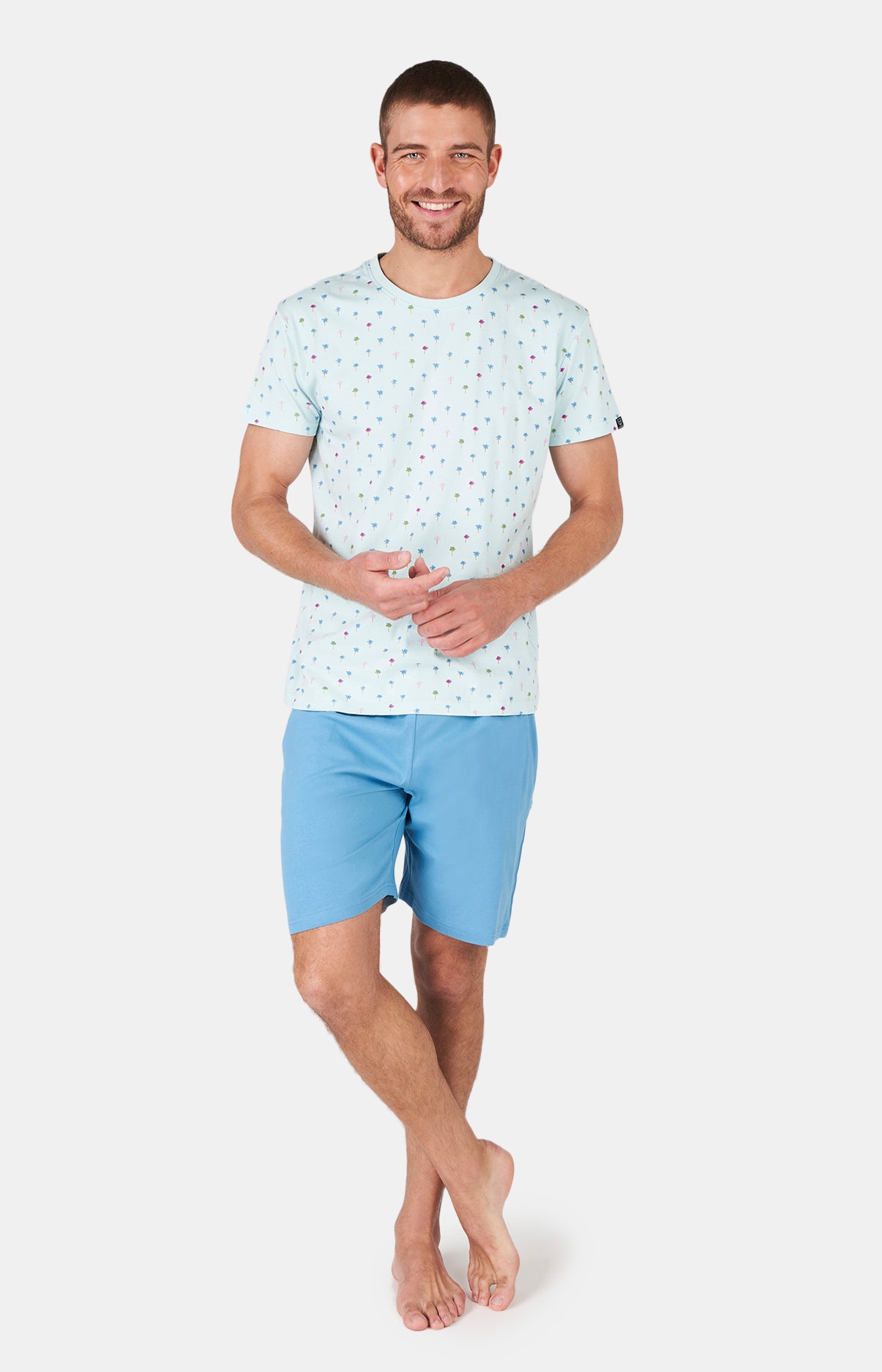 arthur-bob-palmier-pyjashort-coton-bio-ciel-col-rond image 1