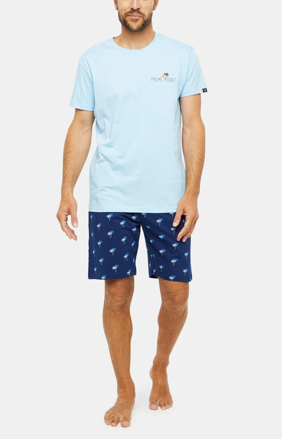 arthur-bob-palmier-pyjashort-homme-marine-coton-bio image 1