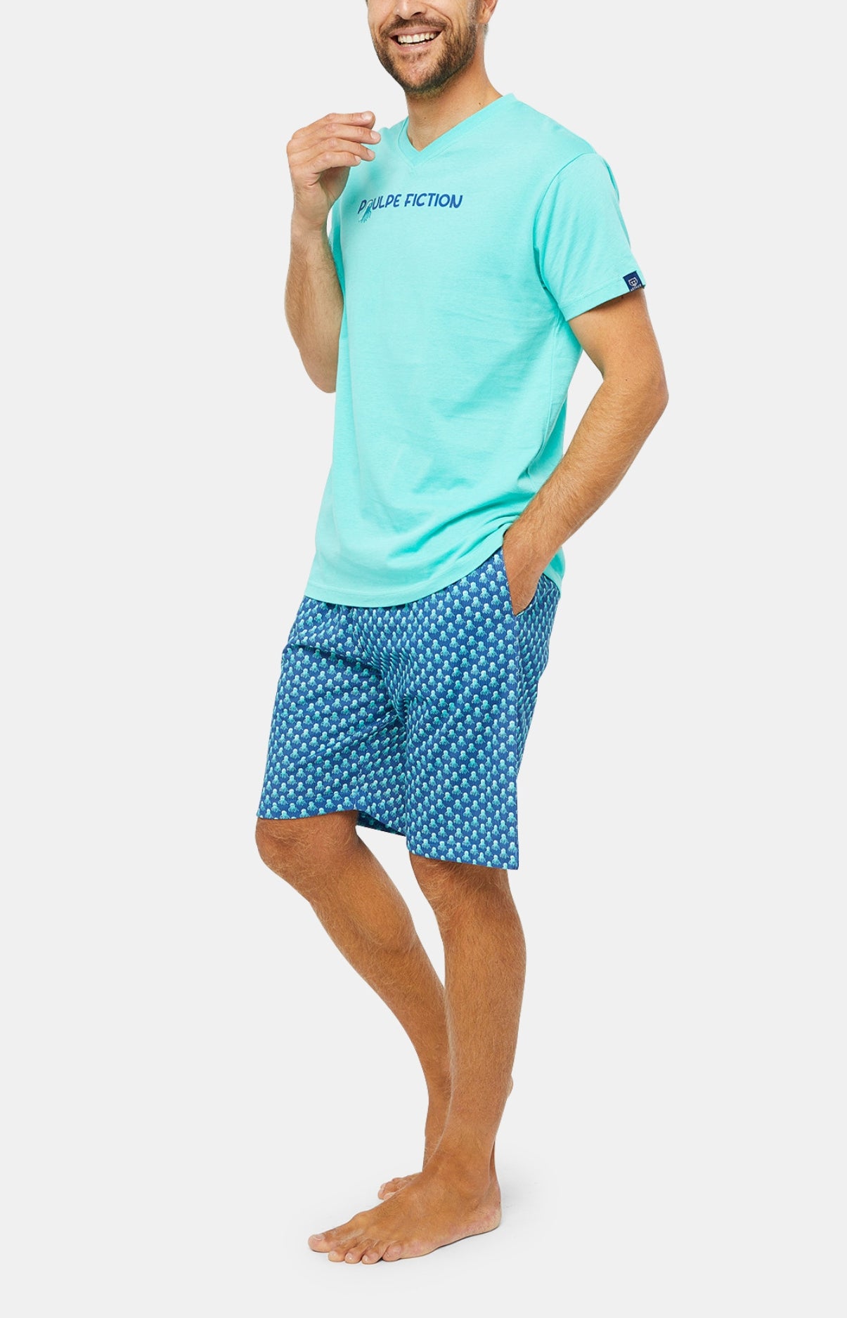 arthur-bob-poulpe-fiction-pyjashort-homme-meraude-l image 2