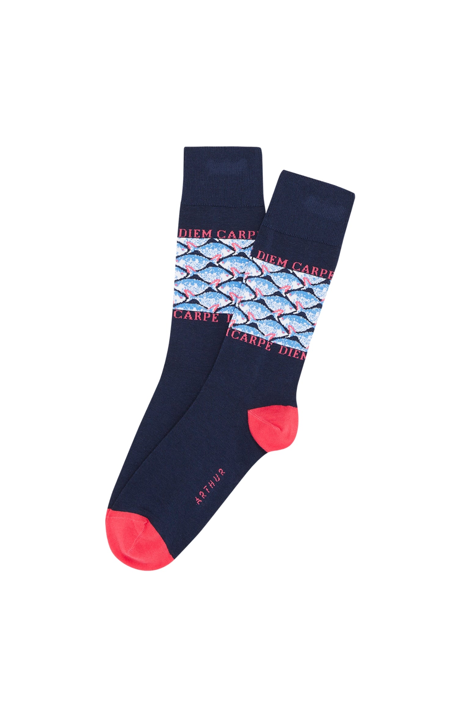 arthur-bob-carpe-diem-chaussettes-coton-marine-motif-fantaisie image 1