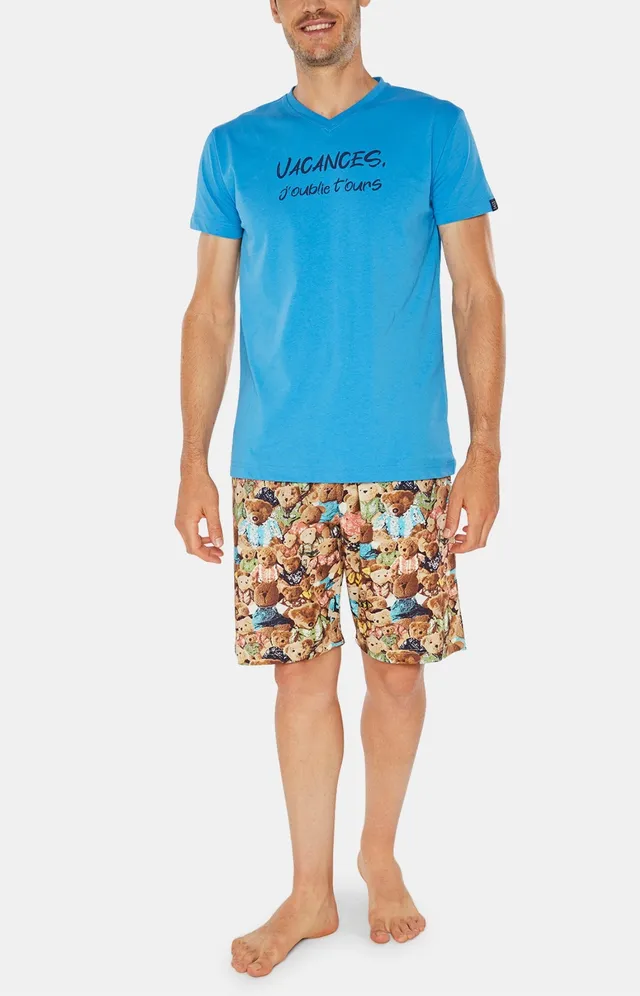 arthur-bob-teddy-pyjashort-homme-coton-bio-multicolore image 1