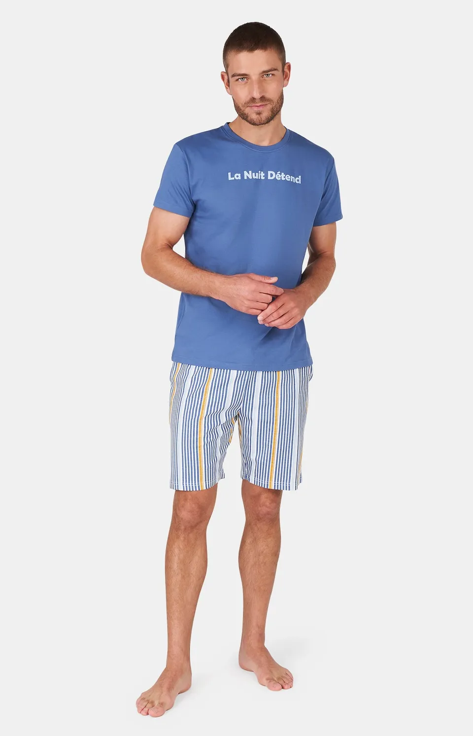 arthur-bob-la-nuit-d-tend-pyjashort-homme-bleu-coton-bio image 1