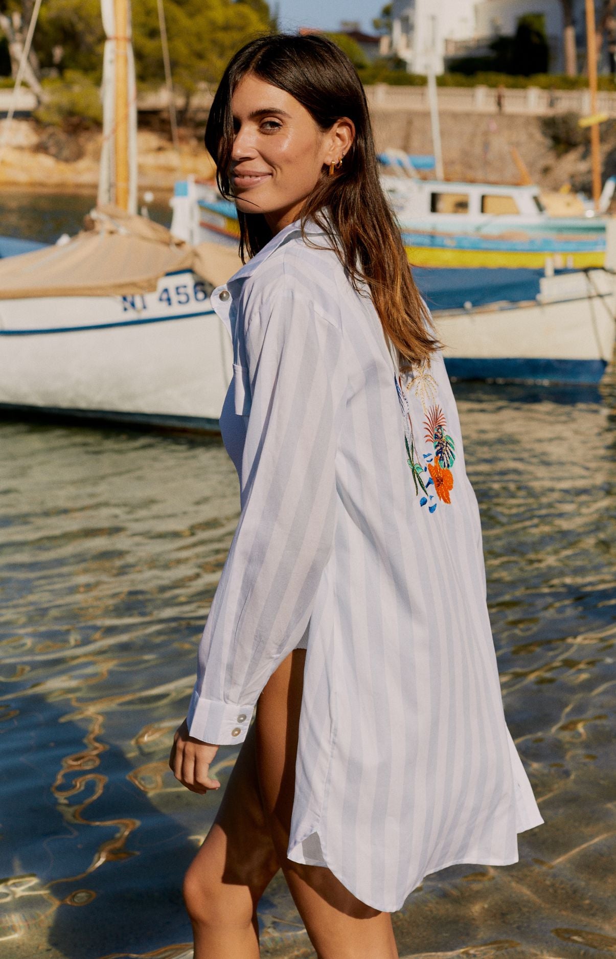 arthur-bob-robe-chemise-rayure-tahiti-chemise-de-nuit-ciel-coton-bio image 4