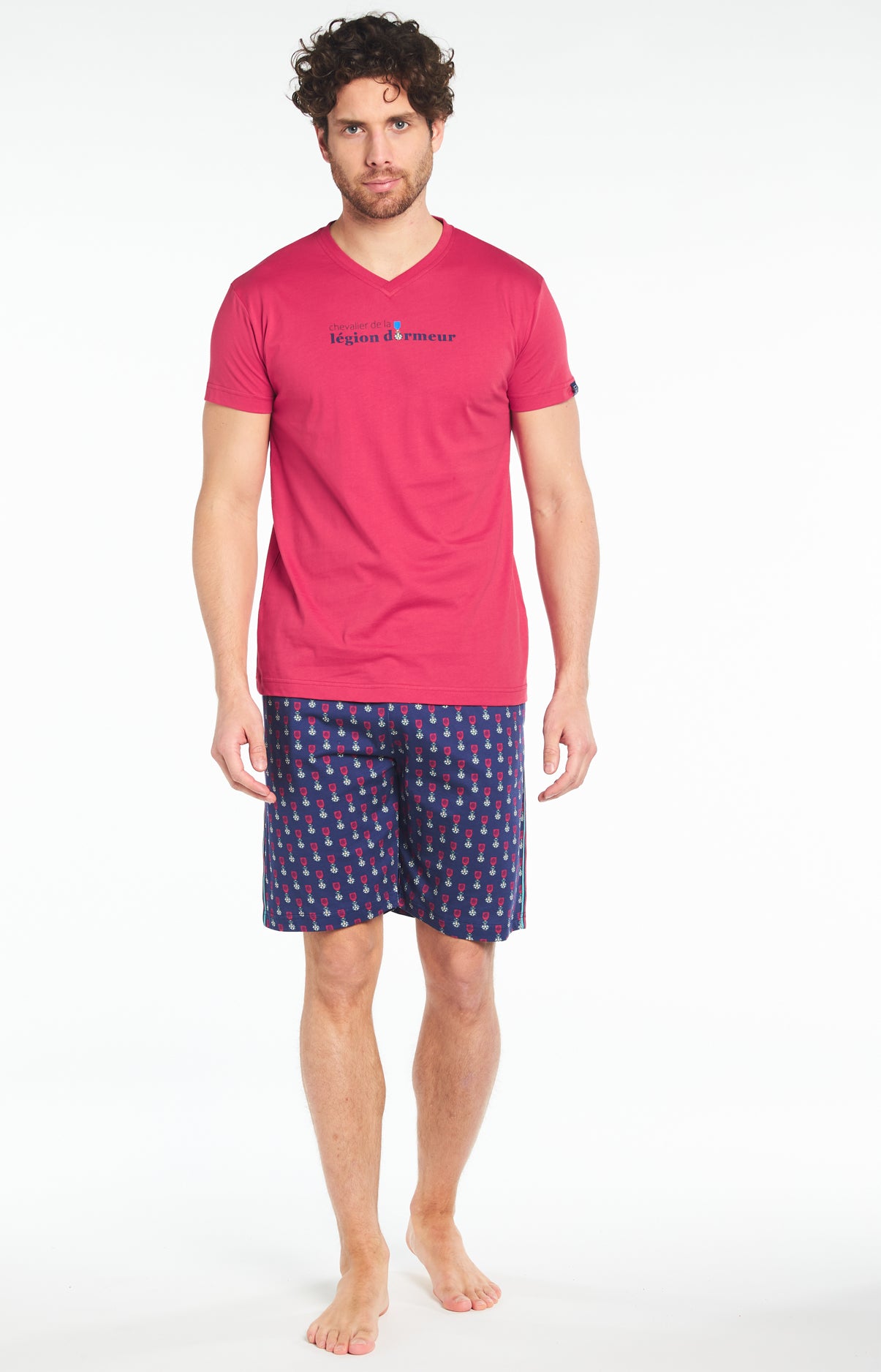 arthur-bob-l-gion-dormeur-pyjashort-homme-marine-coton-bio image 1