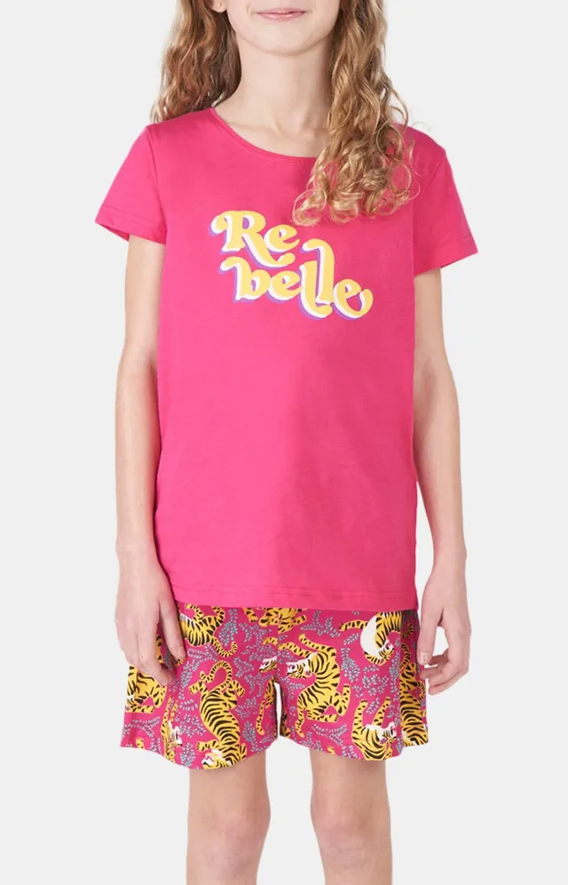 arthur-bob-rebelle-pyjashort-enfant-fushia-coton-bio image 1