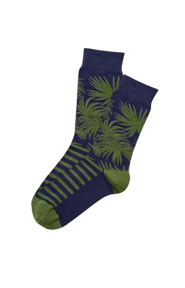 arthur-bob-chaussettes-palmier-chaussettes-marine-40-46-coton-bio image 1