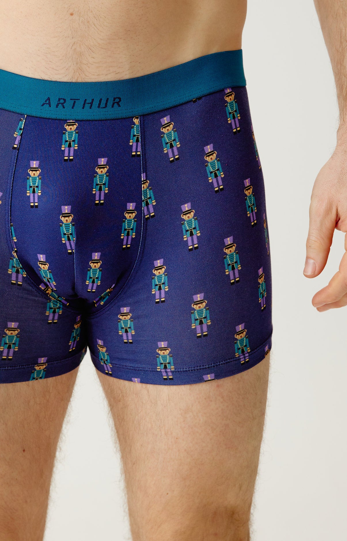 arthur-bob-boxer-coton-bio-casse-noisette-marine image 1
