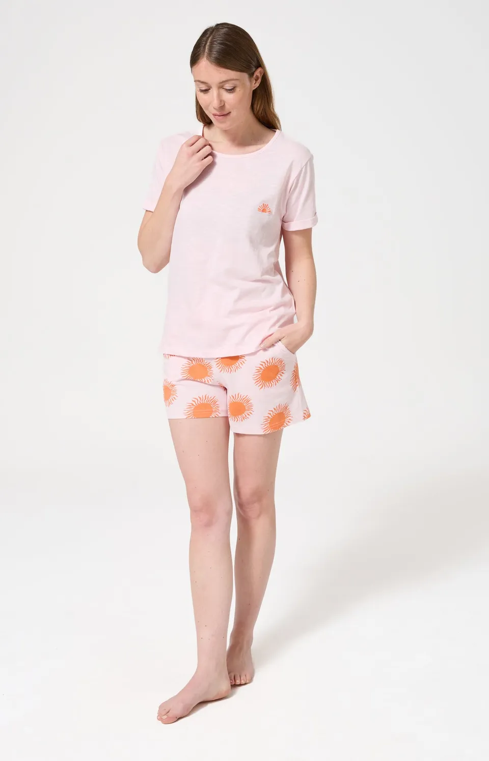 arthur-bob-coucher-de-sommeil-pyjashort-femme-abricot image 1
