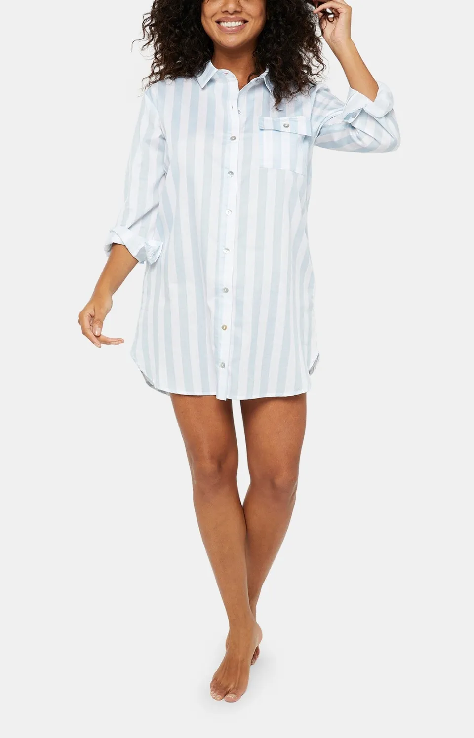 arthur-bob-robe-chemise-rayure-tahiti-chemise-de-nuit-ciel-coton-bio image 1