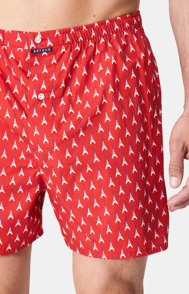 arthur-le-club-tour-eiffel-cale-on-homme-coton-bio-rouge image 1