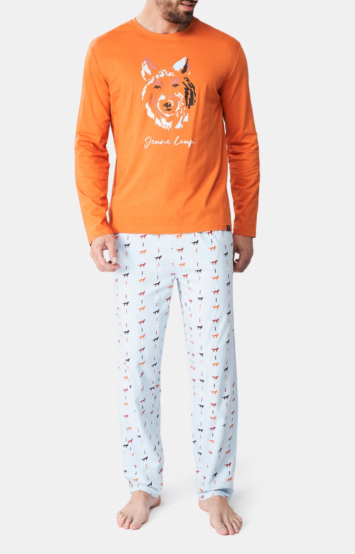 arthur-bob-jeune-loup-pyjama-homme-ciel-coton-bio image 1