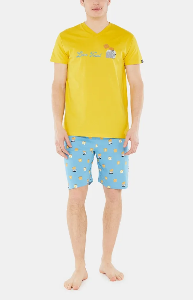arthur-bob-toast-pyjashort-homme-bleu-coton-bio image 1