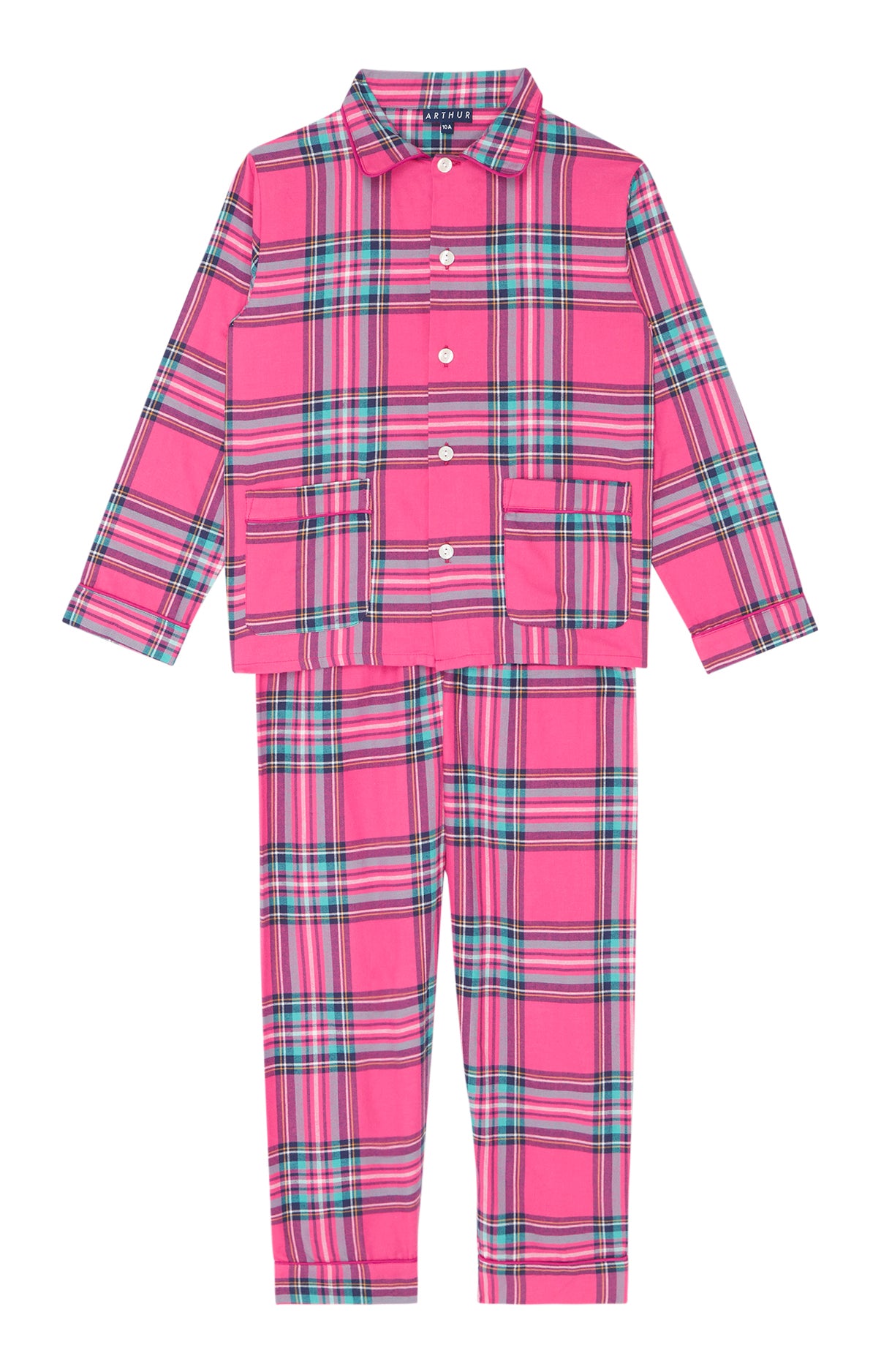 arthur-bob-rosa-pyjama-enfant-rose-flanelle-boutonn image 3