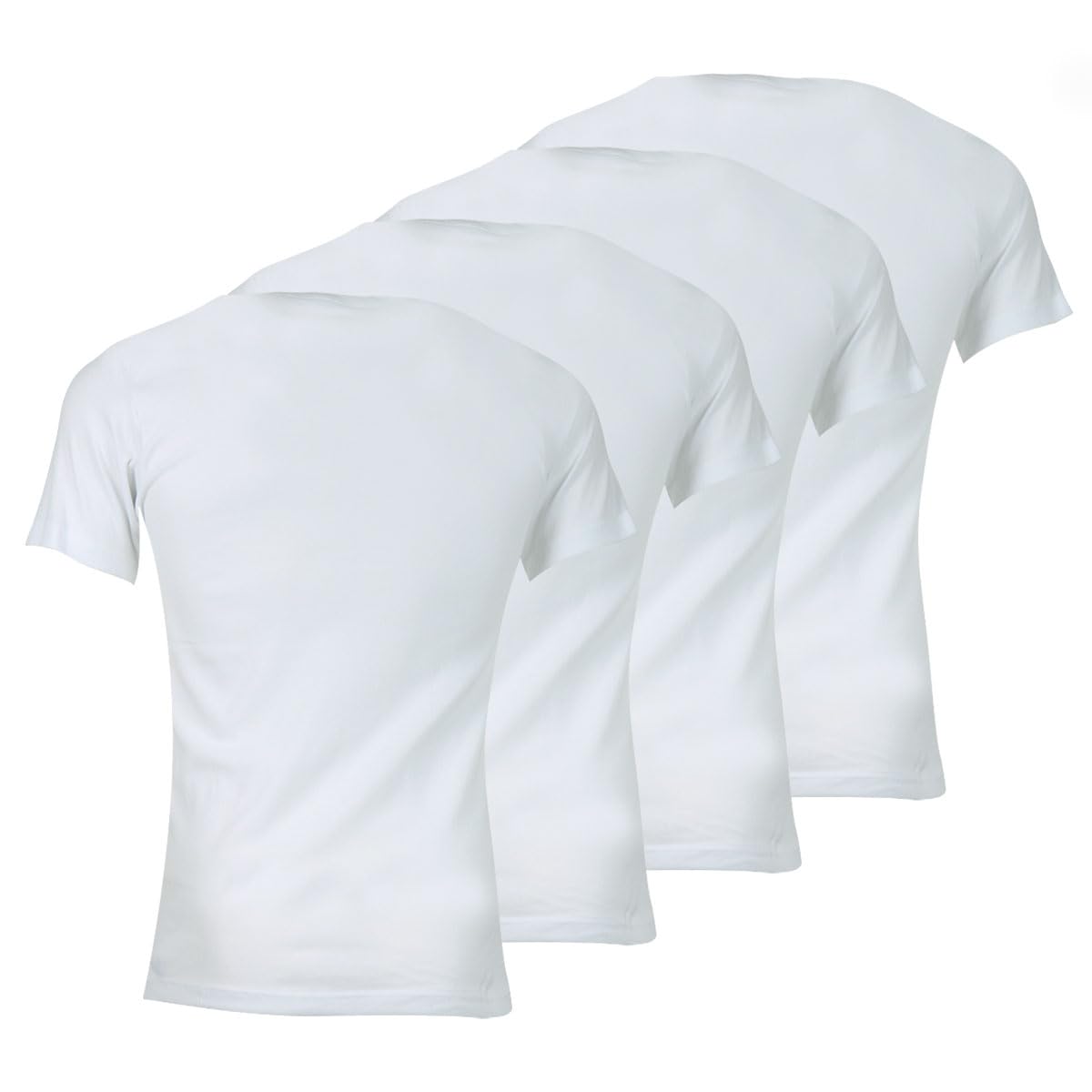 athena-ecopack-lot-4-t-shirts-homme-col-v-blanc-coton image 5