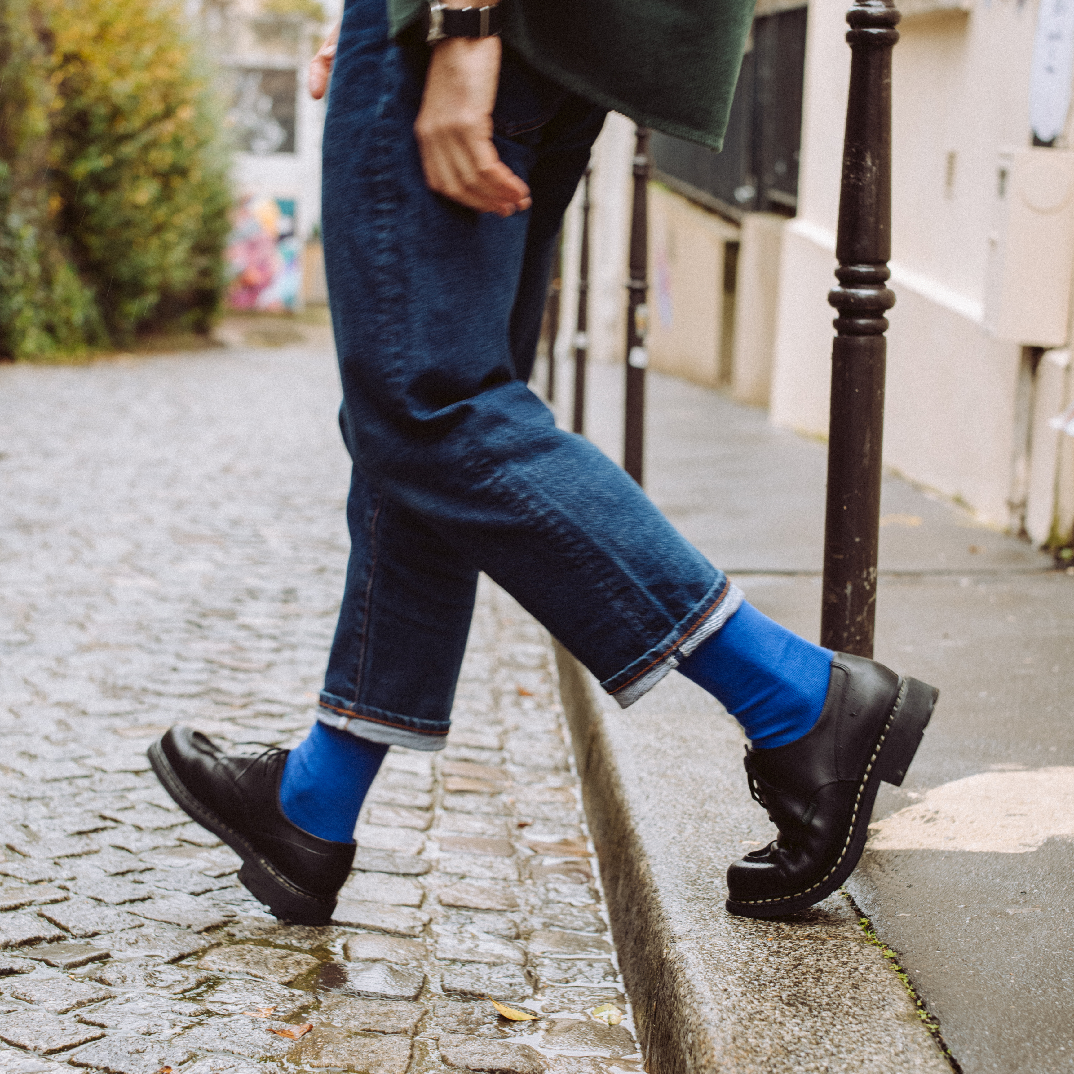 archiduchesse-de-ville-bleu-monochrome-chaussettes-36-41-coton image 4