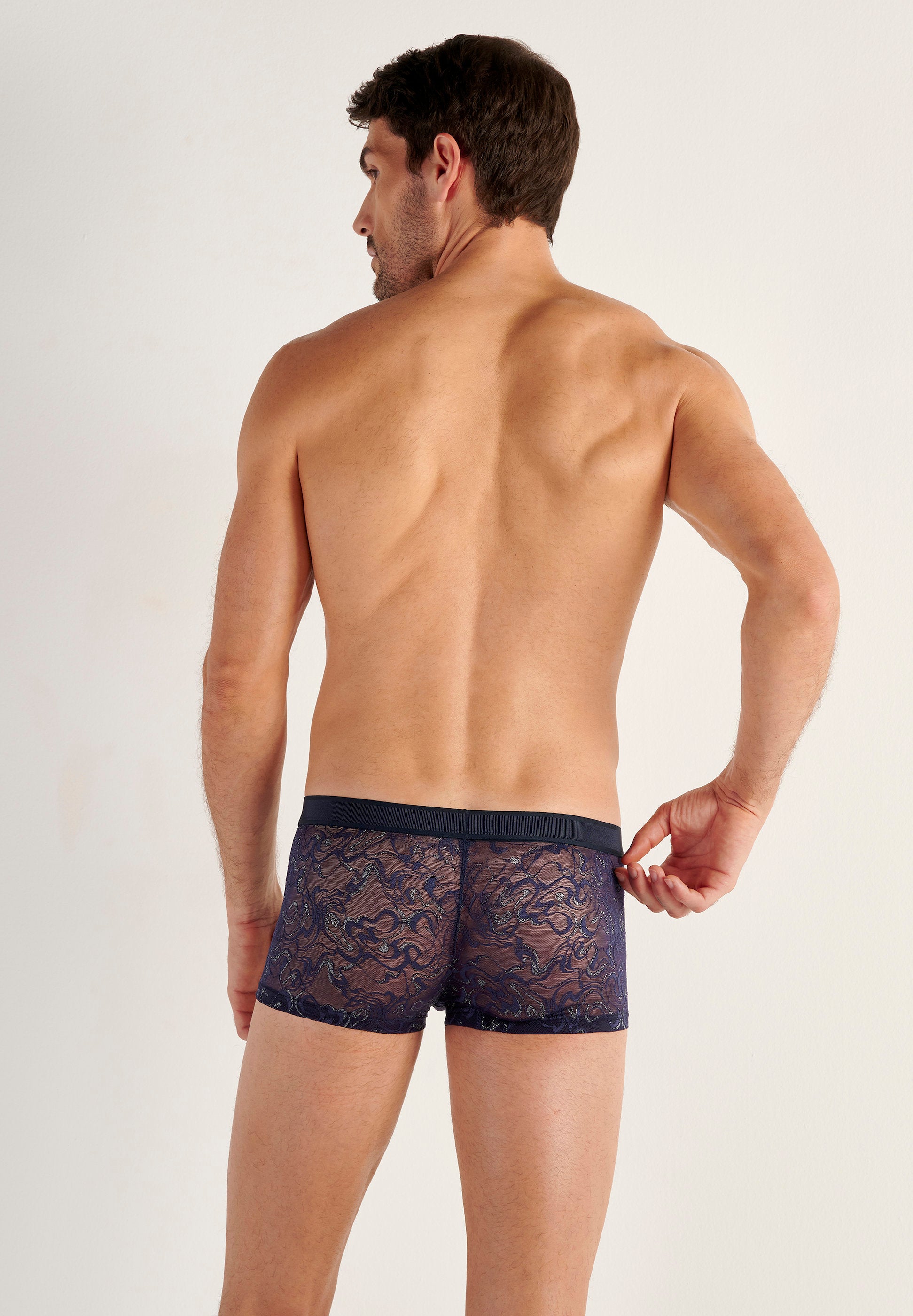 hom-temptation-purple-boxer-navy-dentelle image 3