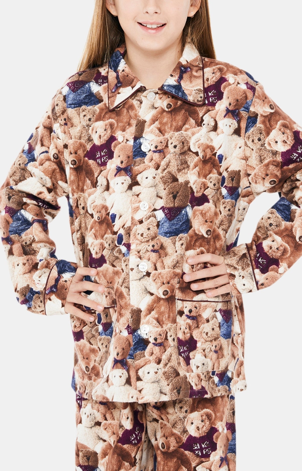 arthur-teddy-pyjama-enfant-pilou-beige-boutonn image 5