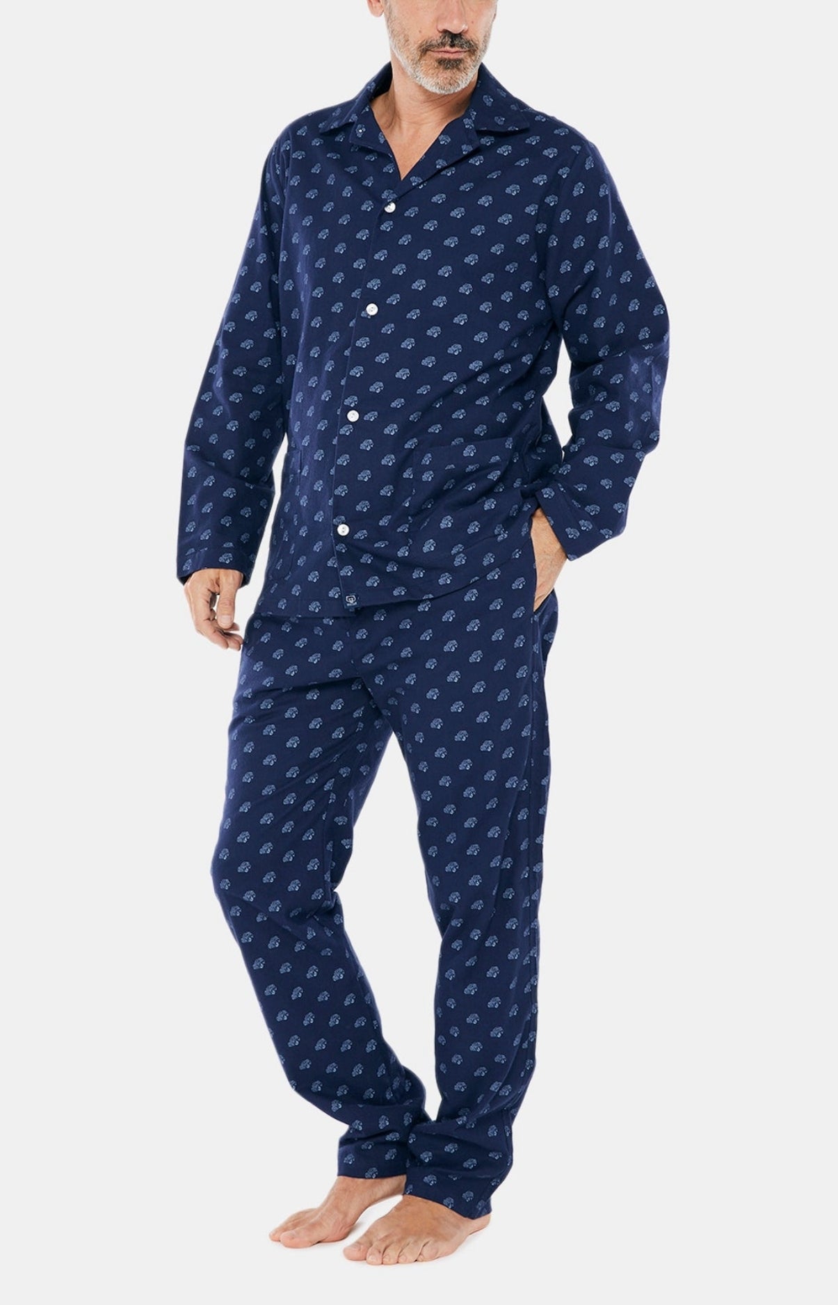 arthur-bob-2cv-pyjama-boutonn-homme-marine-coton image 1