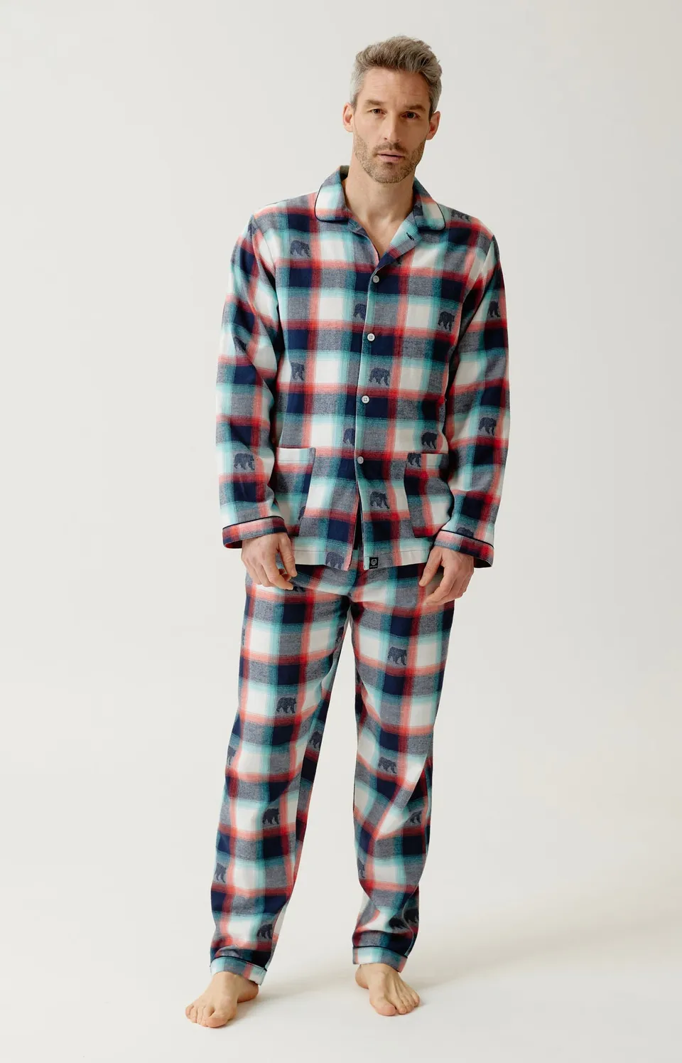 arthur-bob-bear-pyjama-homme-marine-flanelle image 1