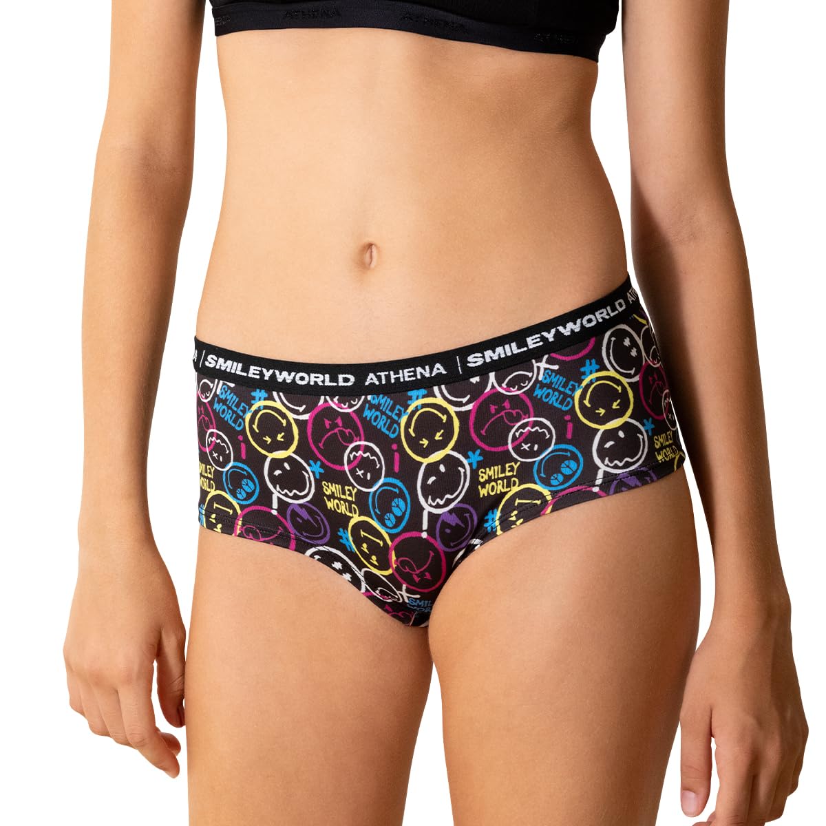 athena-graphic-boxer-fille-smileyworld-stretch-ceinture-tiss-e image 3
