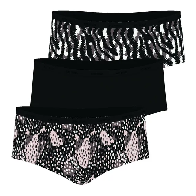 athena-ecopack-lot-3-boxers-femme-l-opard-noir-coton-stretch image 1