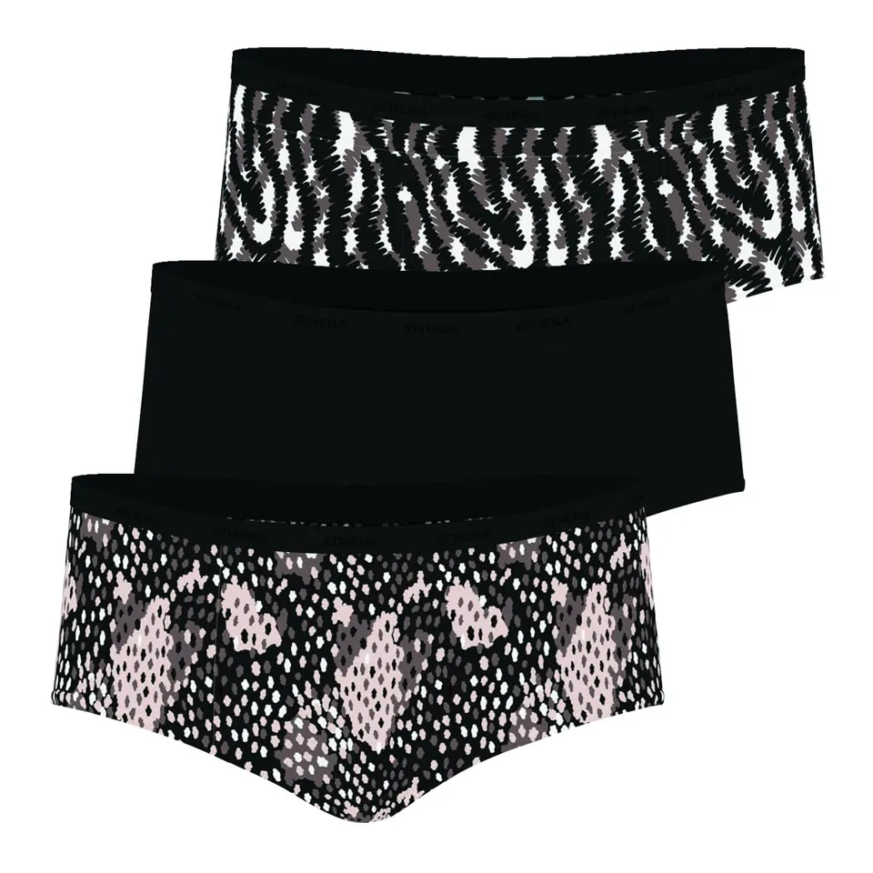 athena-ecopack-lot-3-boxers-femme-l-opard-noir-coton-stretch image 1