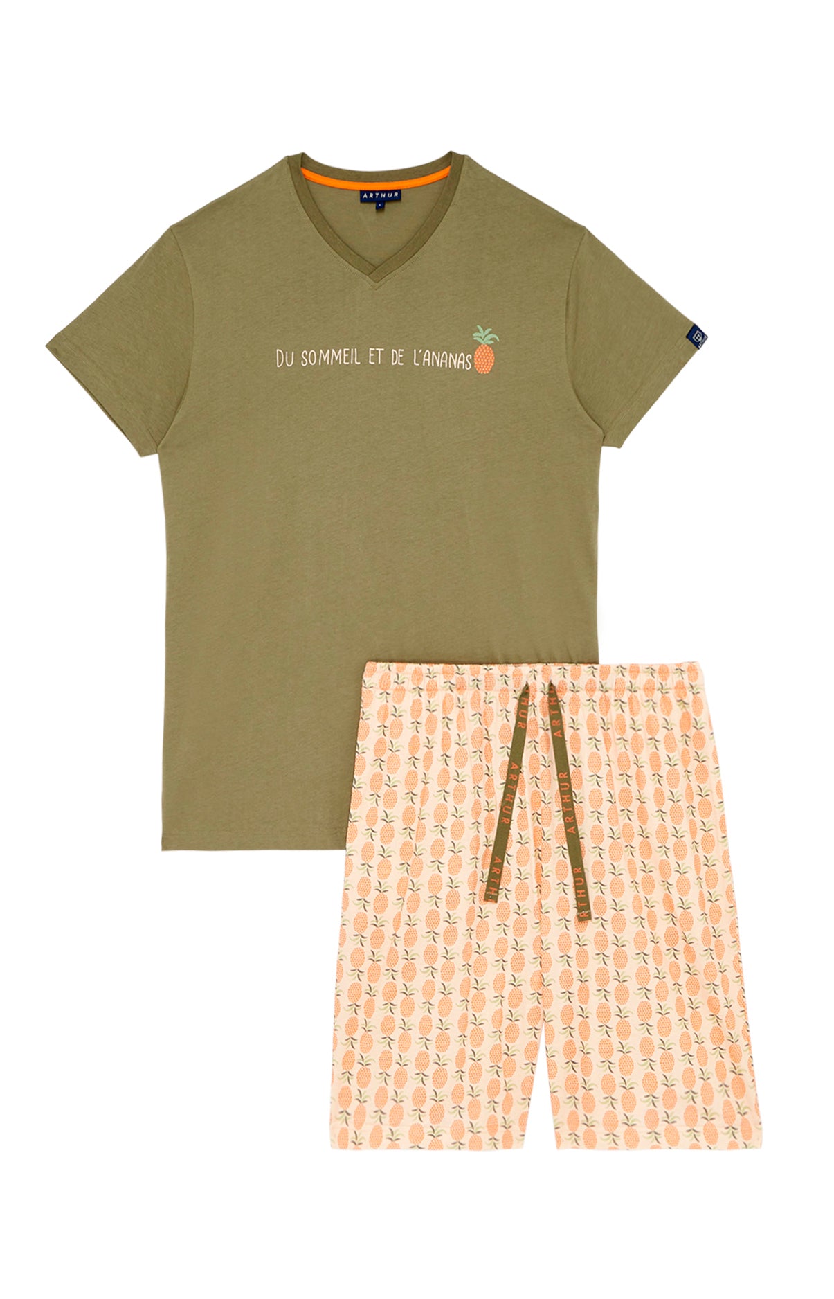 arthur-bob-pyjashort-ananas-coton-bio-orange-homme image 3